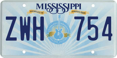 MS license plate ZWH754