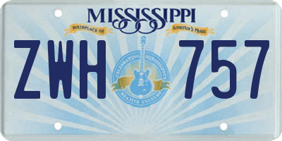 MS license plate ZWH757