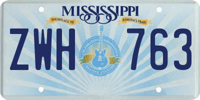 MS license plate ZWH763