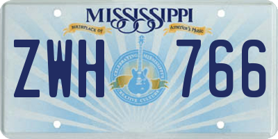 MS license plate ZWH766