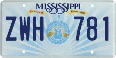 MS license plate ZWH781