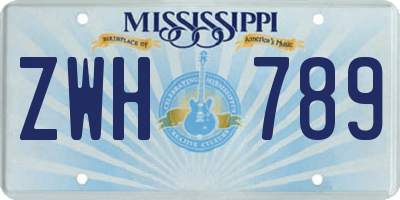 MS license plate ZWH789