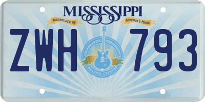 MS license plate ZWH793