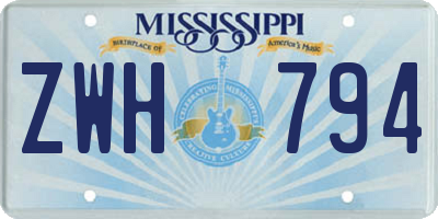 MS license plate ZWH794