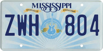 MS license plate ZWH804