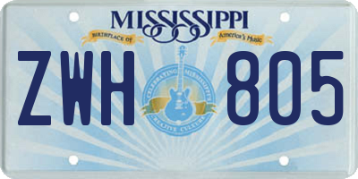 MS license plate ZWH805
