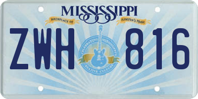 MS license plate ZWH816
