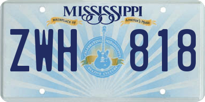 MS license plate ZWH818