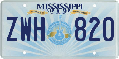 MS license plate ZWH820