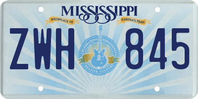 MS license plate ZWH845