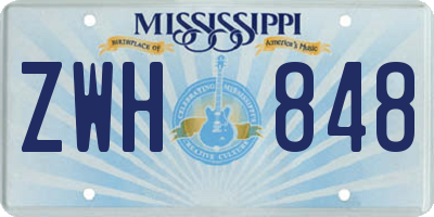 MS license plate ZWH848