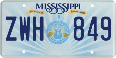 MS license plate ZWH849
