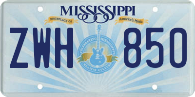MS license plate ZWH850