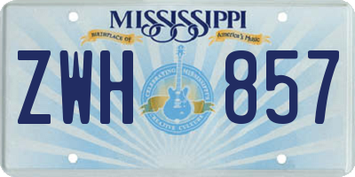 MS license plate ZWH857