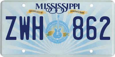 MS license plate ZWH862