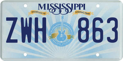 MS license plate ZWH863