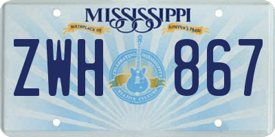 MS license plate ZWH867