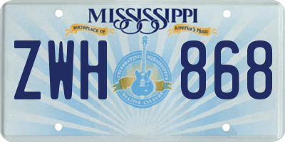 MS license plate ZWH868
