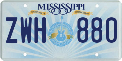 MS license plate ZWH880
