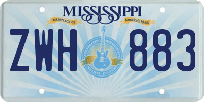 MS license plate ZWH883