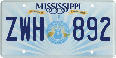 MS license plate ZWH892