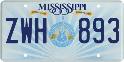 MS license plate ZWH893