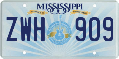 MS license plate ZWH909