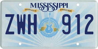 MS license plate ZWH912