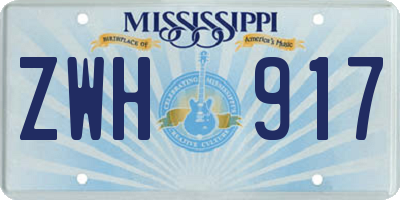 MS license plate ZWH917