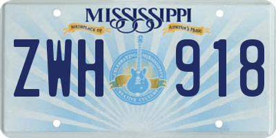 MS license plate ZWH918