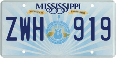 MS license plate ZWH919