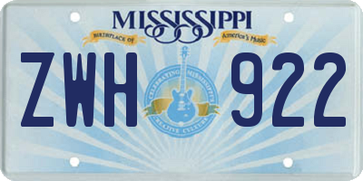MS license plate ZWH922