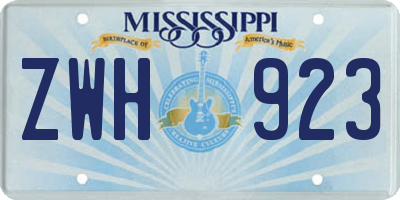 MS license plate ZWH923