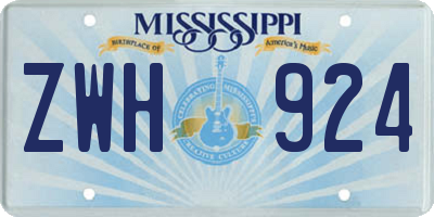 MS license plate ZWH924
