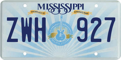 MS license plate ZWH927