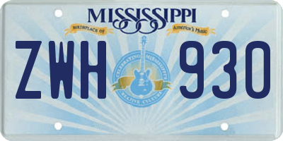 MS license plate ZWH930