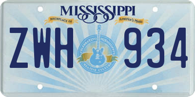 MS license plate ZWH934