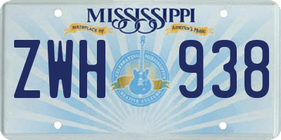 MS license plate ZWH938