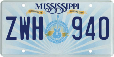 MS license plate ZWH940