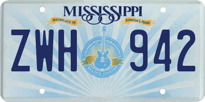MS license plate ZWH942