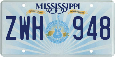 MS license plate ZWH948
