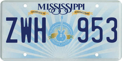 MS license plate ZWH953