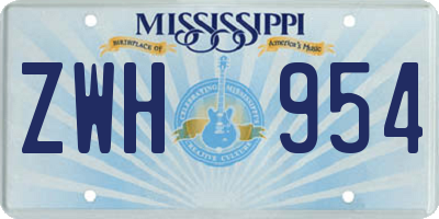 MS license plate ZWH954