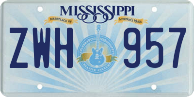 MS license plate ZWH957