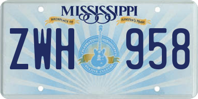 MS license plate ZWH958