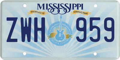 MS license plate ZWH959