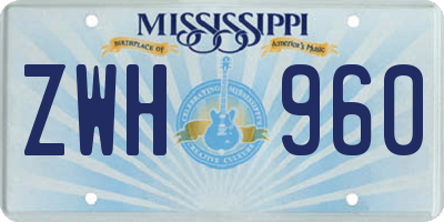 MS license plate ZWH960