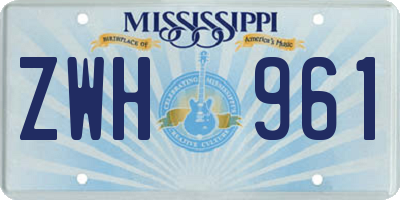 MS license plate ZWH961