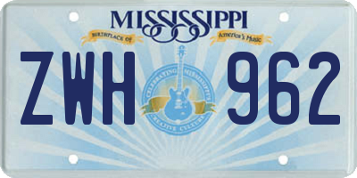 MS license plate ZWH962