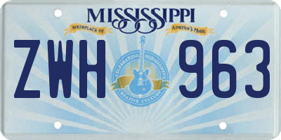MS license plate ZWH963